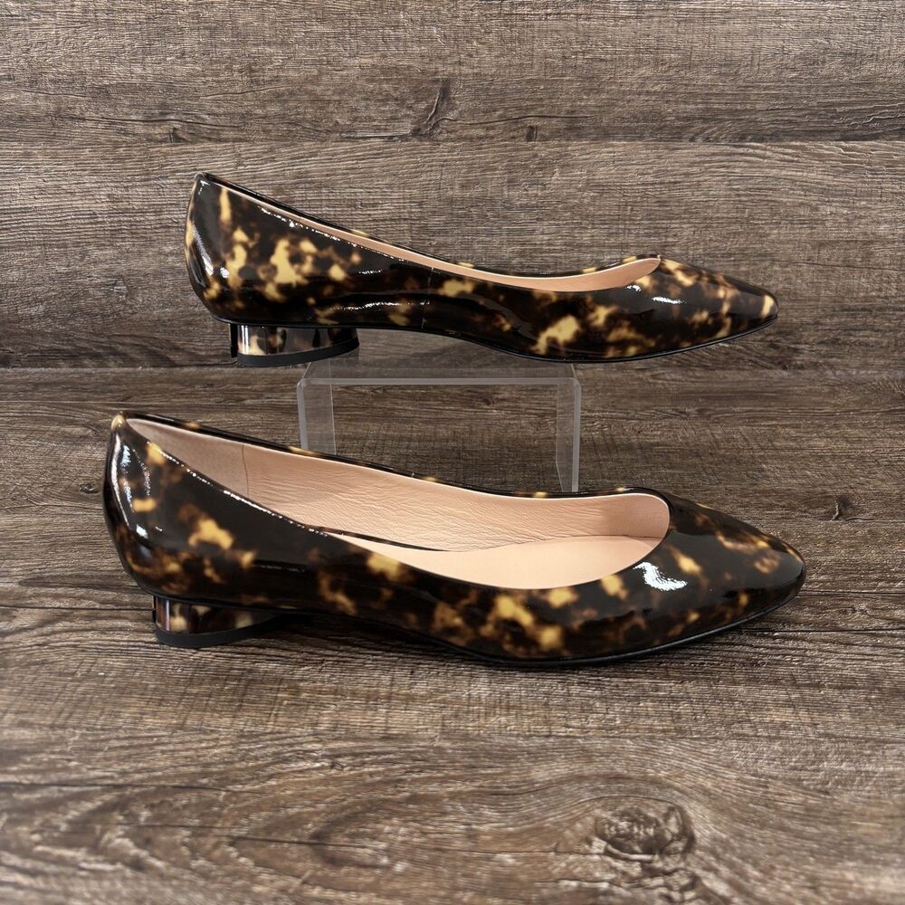 Kate Spade Fallyn Shoes Women's 8 Brown Tortoise Patent Pointed Toe Italy